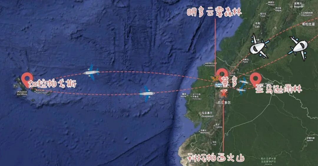 厄瓜多尔·一国四境20天游览线路图