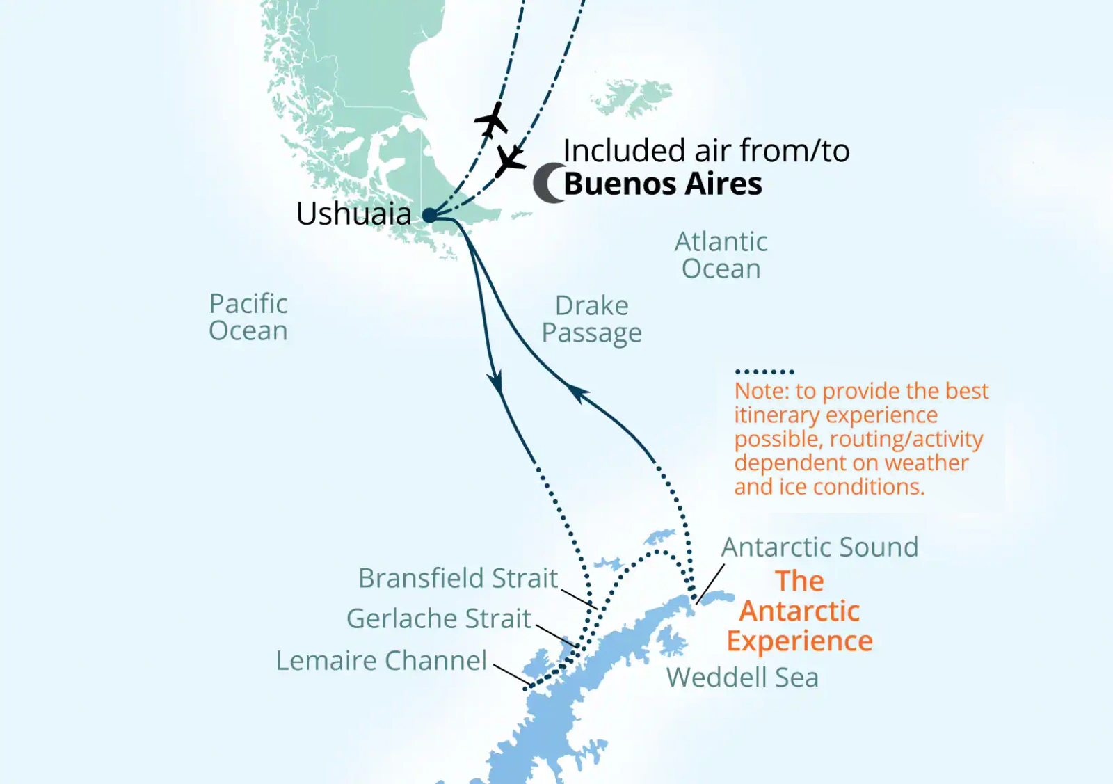 Seabourn Pursuit Classic Antarctic Peninsula Expedition route map