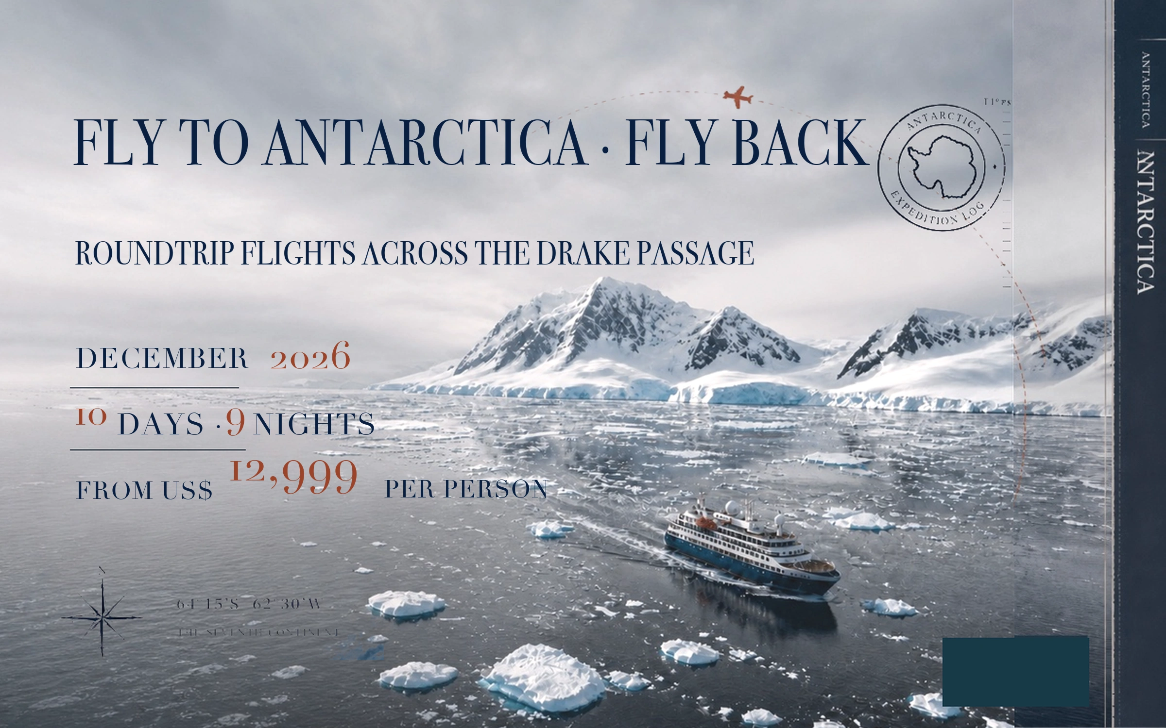 Fly both ways to Antarctica · Atlas