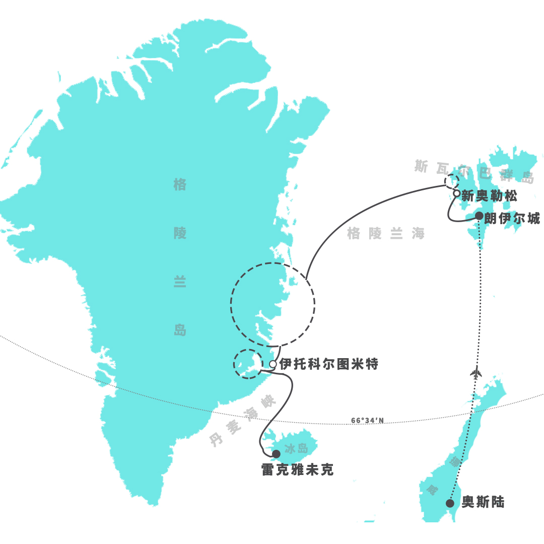 北极三岛日食航线图