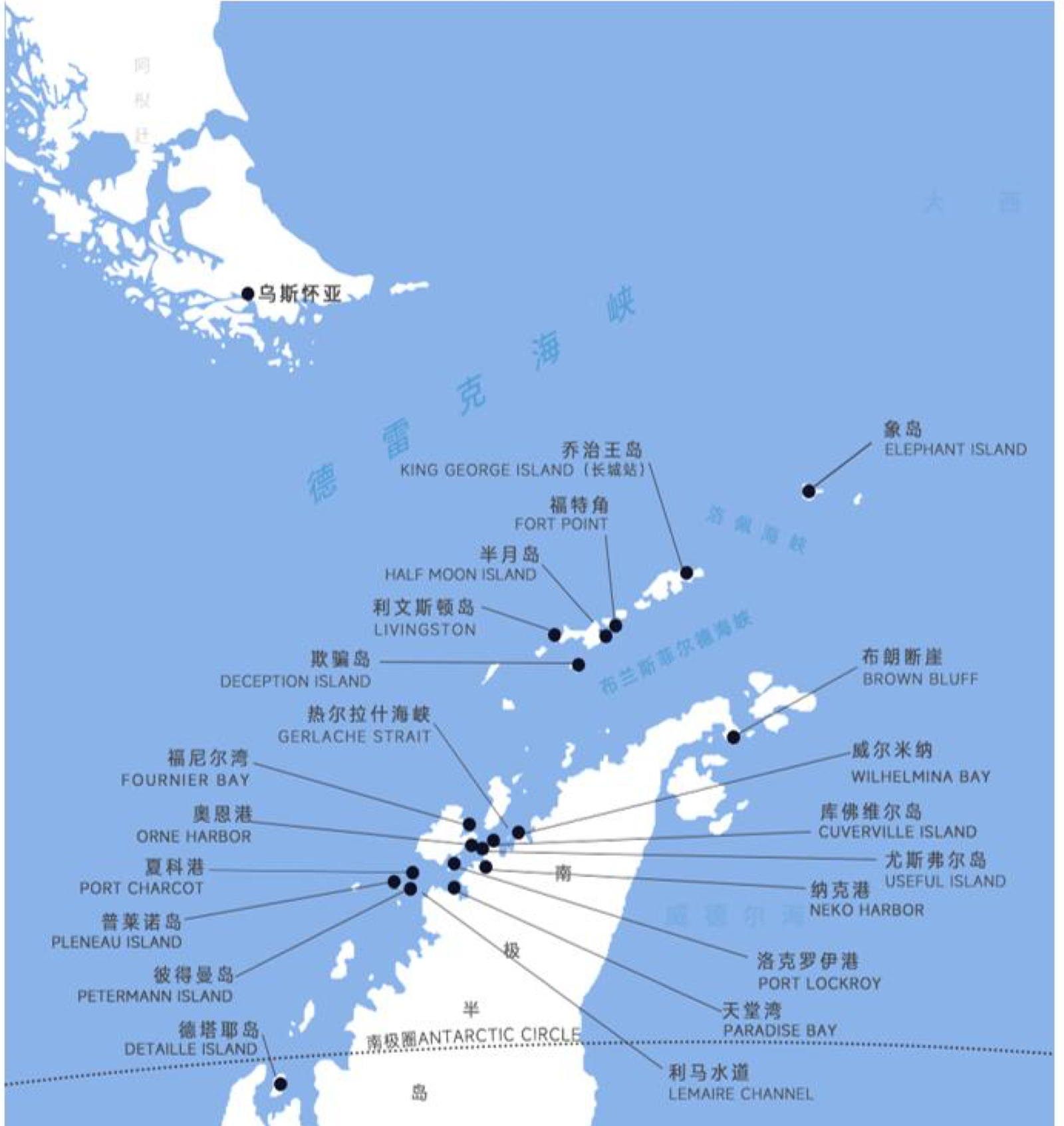 飞船游南极天涯双城记南极半岛航线图