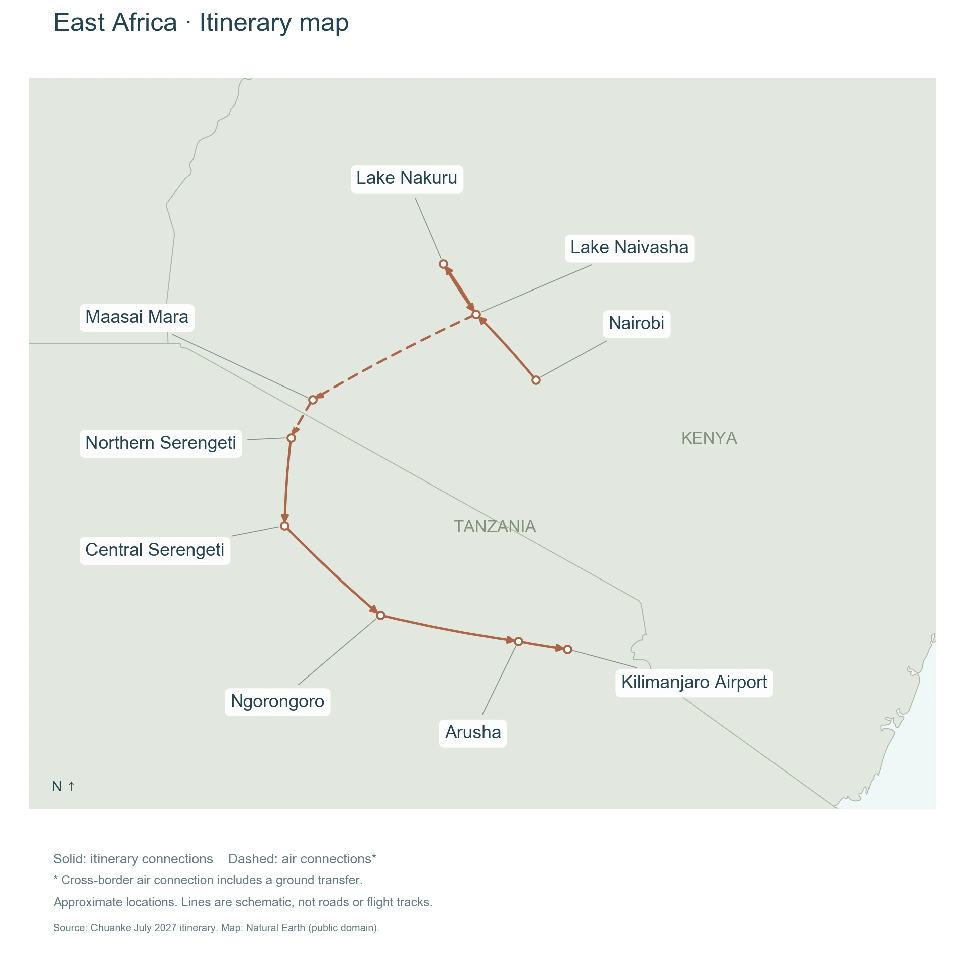 Wild East Africa: Migration Safari · 10 Days route map