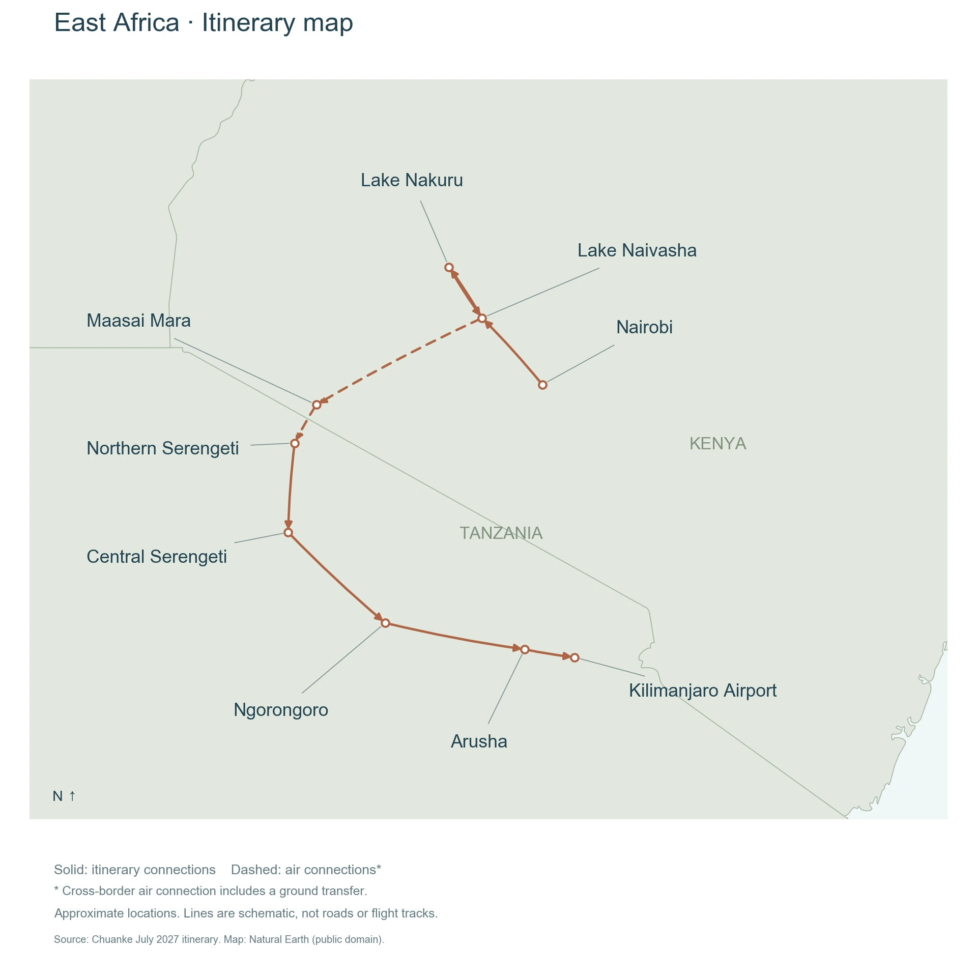 Wild East Africa: Migration Safari · 10 Days route map